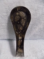 Park Chateau Black With Gold Sugar Skulls Spoon Rest New No Box Or Sticker