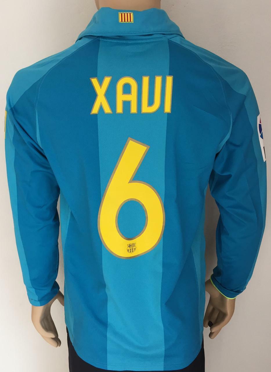 Barcelona 2007 2008 player issue name set shirt jersey Xavi lungo sleeve away Barcelona 2007 2008 player issue name set shirt jersey Xavi lungo sleeve away