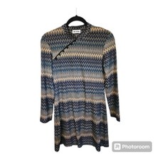 Rixo Size XS (US 4) Lorena Metallic Green Chevron Asymmetrical Button Dress