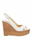 100% AUTH NEW WOMEN LOUBOUTIN REINE LIEGE WHITE LEATHER 120 WEDGE SANDALS US 10 — photo 2