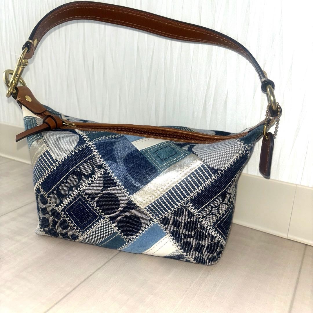 COACH Excellent Condition Patchwork Denim One-Shoulder Accessory