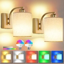 2PCS Battery Operated LED Wall Lights Indoor Wall Sconces RGB Dimmable LED Bulbs