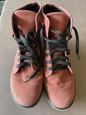 Dr. Martens Women's Shoreditch Red Canvas Combat Boots Size 7 Lace-Up