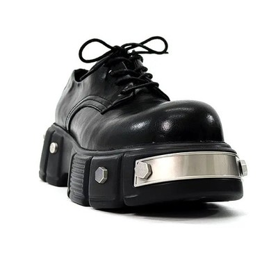  Mens Round Head Thick Bottom Increased Casual Shoes Big Head Flat Walking Boots