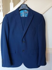 Men's Next 2 pce Suit Slim Fit Navy Blue 40s Jacket & 32W 31 L Trousers worn 3x