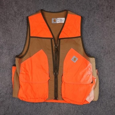 Vintage Carhartt Vest Mens XL Orange Blaze Hunting Game Pouch