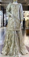 Luxury Pakistani Bridal  Partywear Outfit Embroided Shirt Dupatta With Gharara