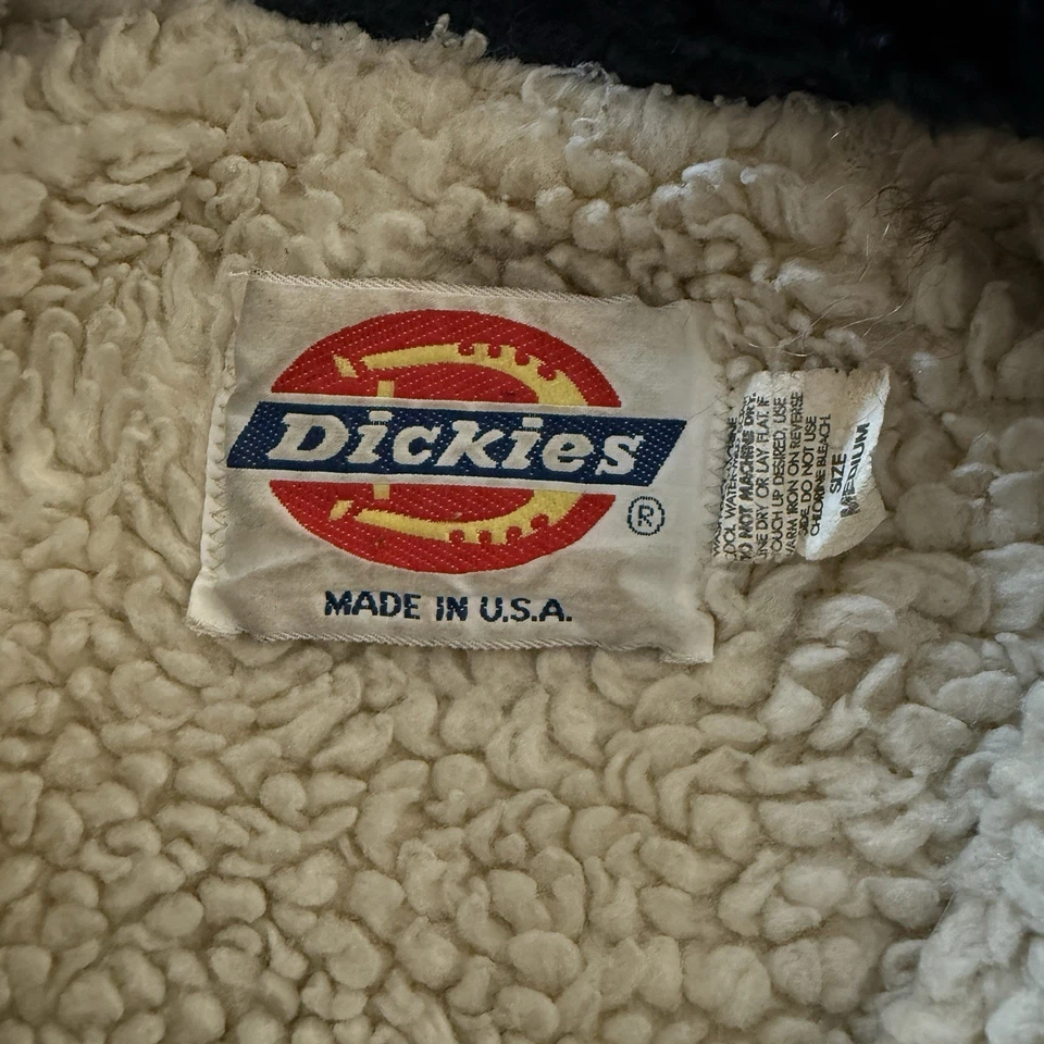 Vintage 80s Dickies Navy Blue Mens XL Fleece Lined Flight Jacket Damaged - Image 4 of 4