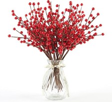 36 Pack Red Berry Stems - 12.6'' Holly Berry Stems, Red Berries Christmas Dec...
