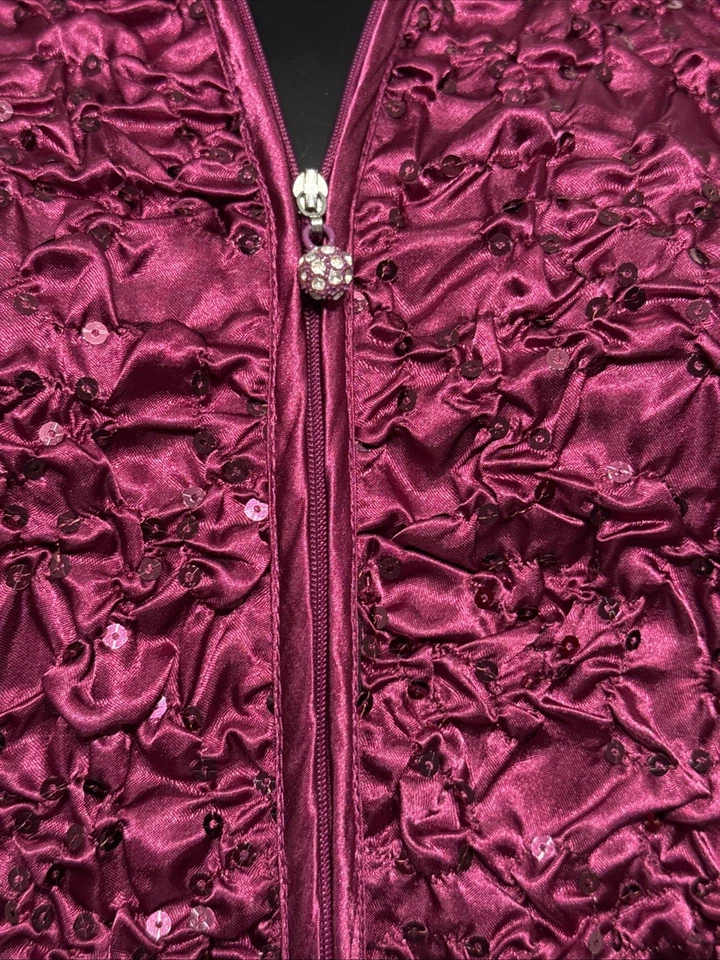 Chaqueta MSK Rubí Lentejuelas Acanalada Cremallera Talla PXL Satén Elastizada Noche Top NUEVA Foto 2 de 4