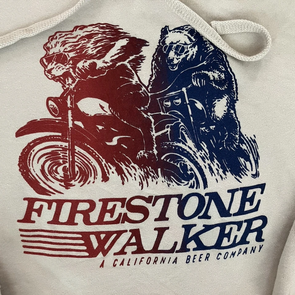 Sudadera con Capucha Firestone Walker Beer CA Talla Pequeña León y Oso Motocicletas Suave Foto 3 de 4
