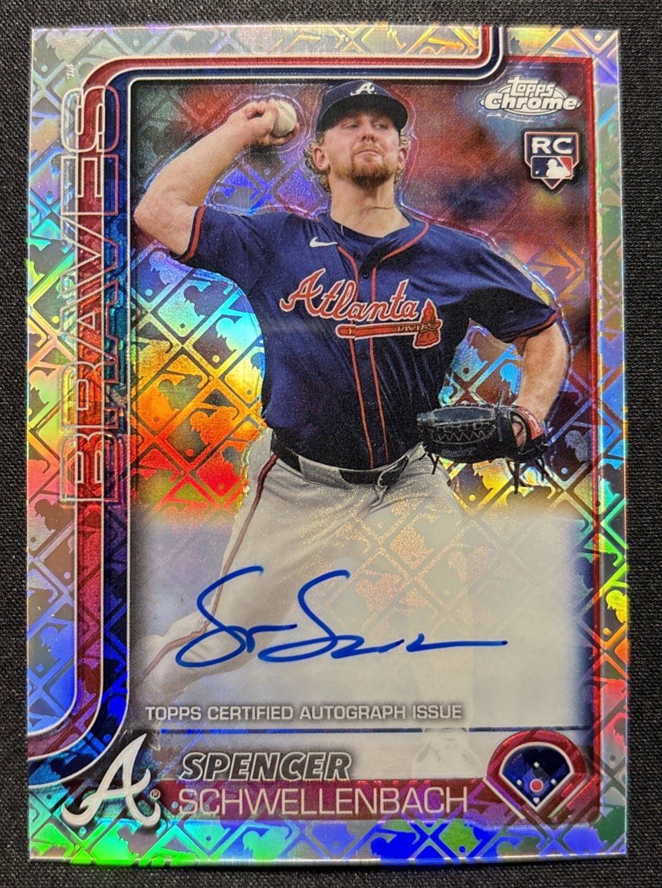 2025 Topps Chrome LogoFractor Spencer Schwellenbach Rookie Auto RC #RA-SS Braves