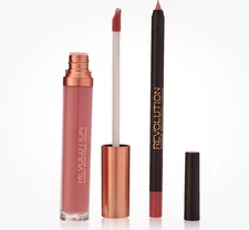 MAKEUP REVOLUTION Retro Luxe Matte Lip Contour Kit GRANDEE Pink Vegan CF NEW