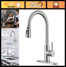 Brushed Nickel Pull Down Kitchen Faucet, High Arc Single Handle, 1/3 Hole, RV 