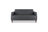 Couch 2-Sitzer Sofa Schwarz Ledersofa Modern Holz Leder Vielseitig