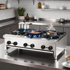 Propane & Natural Gas Countertop Cooking Stove Range 168,000 BTU with 6 Burners