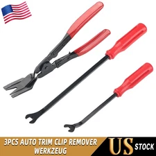 3Pcs Car Trim Clip Upholstery Removal Tool Door Panel Fastener Pin Pliers Puller