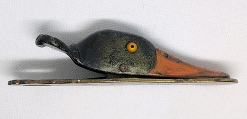 ANTIQUE JUDD CAST IRON DUCK PAPER LETTER DESK CLIP #5160 Glass Eyes