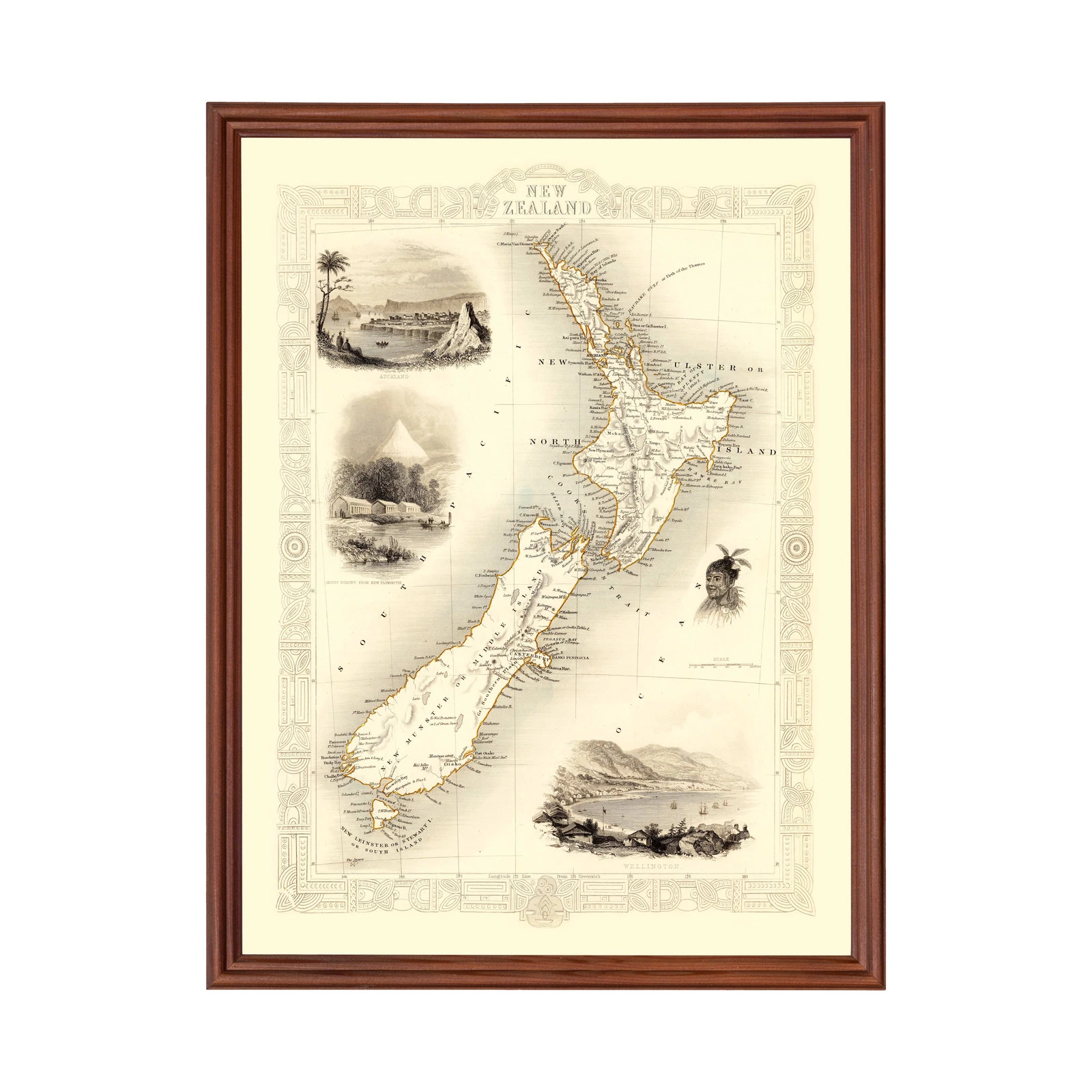 Old Map of New Zealand 1851 - Vintage New Zealand Art Wall D