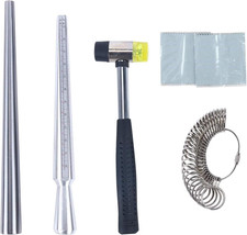 Jewelry Ring Mandrel Sizer Gauge Tools Set, Stainless Steel Ring Mandrel Rubber