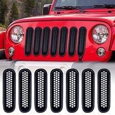 Grille Inserts Compatible With Jeep 7Pcs Matte Black Grille Inserts for JK JKU