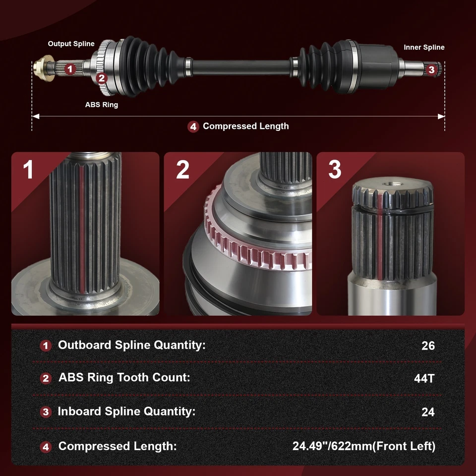 Medio eje CV delantero izquierdo para Kia Sephia 1995-1999 2000 1,8 L L L4 automático Foto 4 de 4