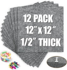 12" X 12" Cork Bulletin Board 12 Pack 1/2" Thick Felt Cork Board Tiles for Home