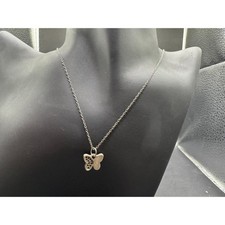 ATI CN Signed Sterling Silver 925 Butterfly Cable Chain Pendant Necklace