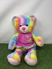 Build a Bear Rainbow Bear Plush Teddy Bear Tie Dye Multi Color 18" Swirls