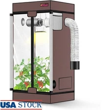 Indoor Hydroponics Grow Tent Easy Assembly Durable Reflective 1680D Oxford Brown