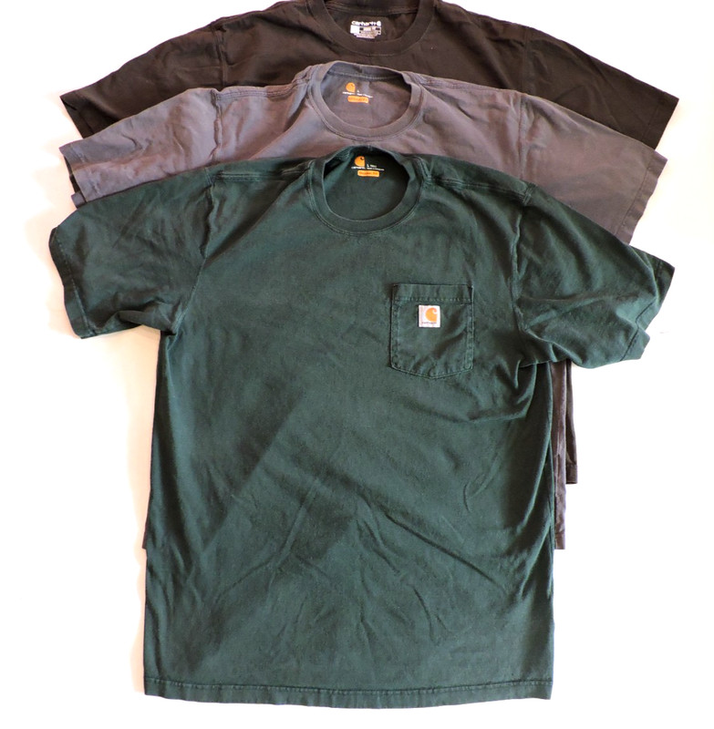 Carhartt K87 Short Sleeve Pocket T-Shirts Lot of 3 Brown, Gray, Green Size Large