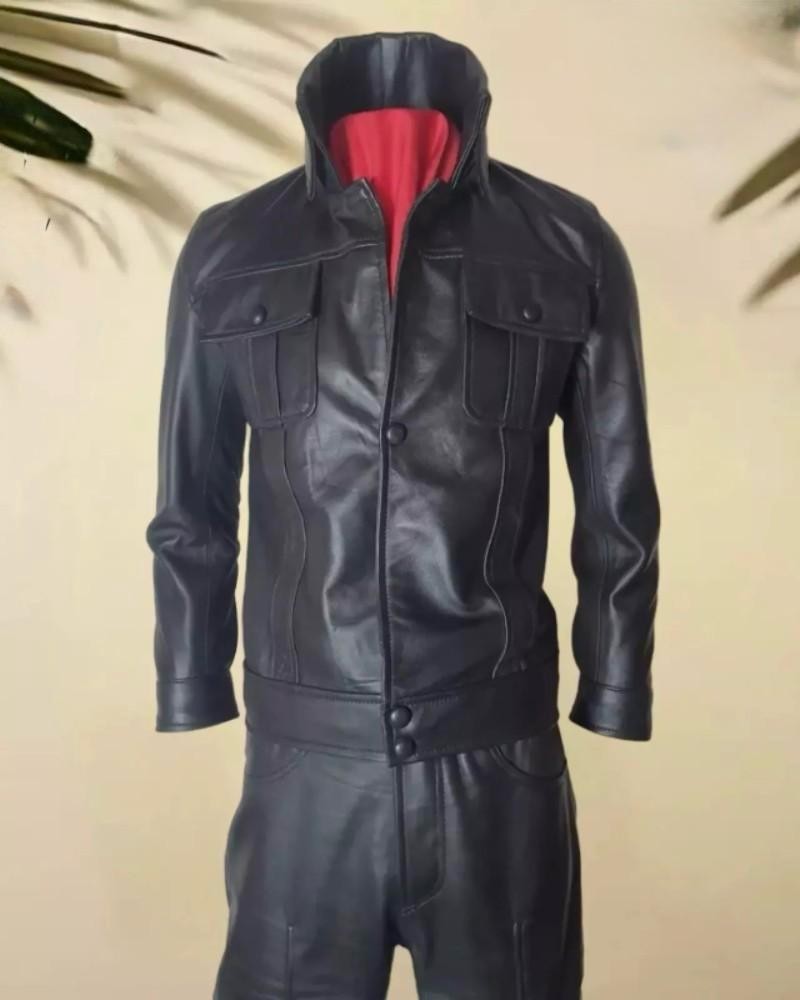 Elvis Presley 1968 Regreso, traje especial de cuero negro piel de cordero, artista homenaje