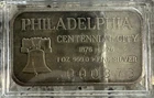 1 oz silver bar Philadelphia Centennial city 1876-1976 Low Serial Number 000373