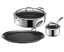 HexClad Hybrid Cookware 5 Pc Frying Pan & Pot Set W Lids 7QT, 1QT, 12” Nonstick