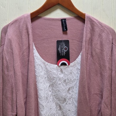 Sacred Threads Cardigan Sweater Womens One Size Pink Open Front Lightweight Knit