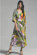 NWT Farm Rio Printed Banana Wrap Maxi Dress Size XS Tropical #7E461
