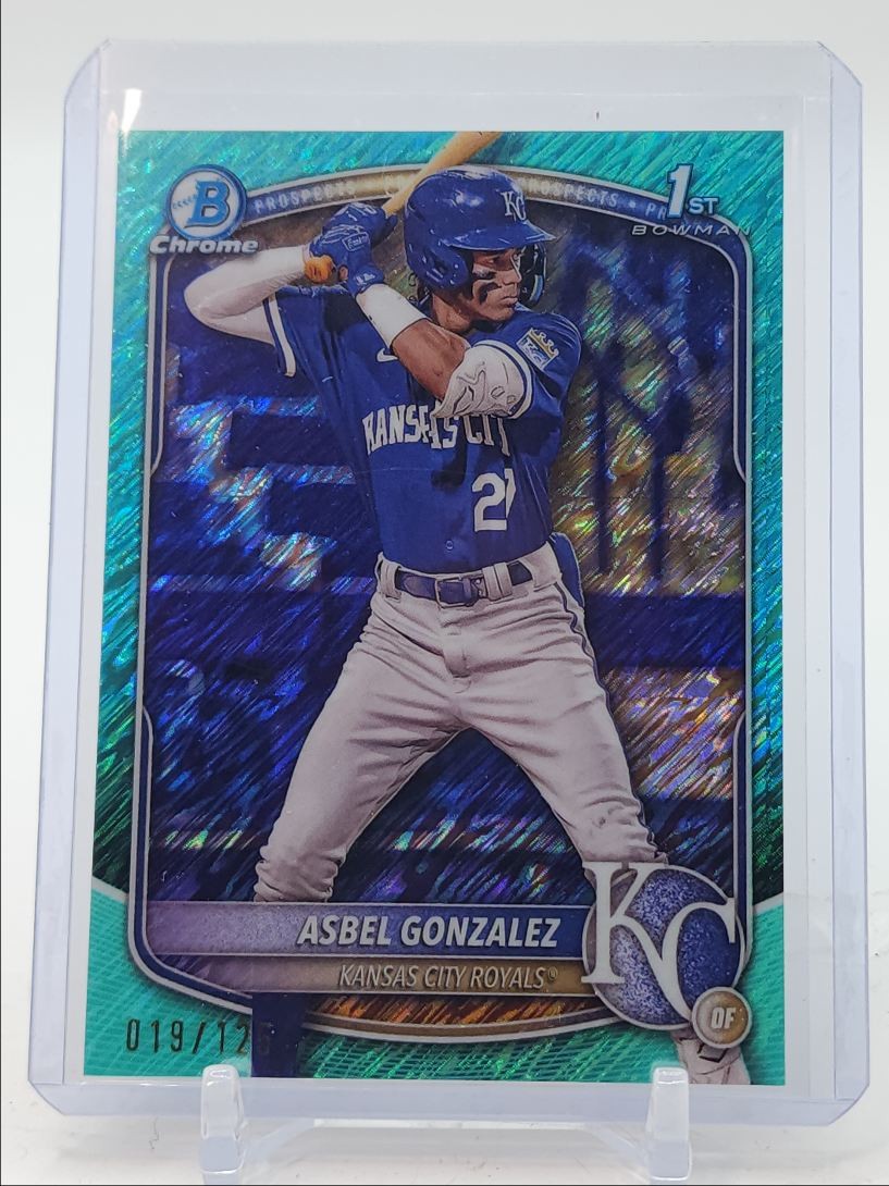 ASBEL GONZALEZ 2025 BOWMAN CHROME 1ST AQUA SHIMMER ROYALS /125 Q4695