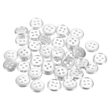 50pcs Plastic Sewing Buttons 10mm 4-Hole Round Craft Button, Silver