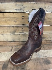 Justin Bent Rail Western Boots Mens Size 8 D Square Toe Brown Made in USA