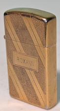 Vintage 1979 Slim Zippo Engraved Roxann Made In USA 2 Slashes On right 1 On Left