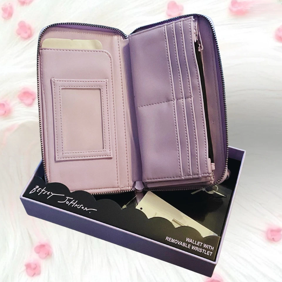 Muñequera Betsey Johnson Púrpura Corazón Acolchada Clip-On Nueva con Etiquetas en Caja Valor $58 Foto 3 de 3