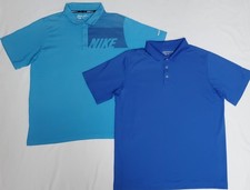 Lot of 2 Nike Dri-Fit Golf Polo Shirt Youth Boys Size XL Royal  Light Blue Logo