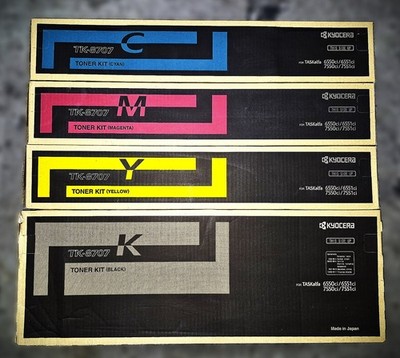 Genuine Set of 4 Kyocera Mita TK8707 CMYK Toners TASKalfa 6550ci/6551ci
