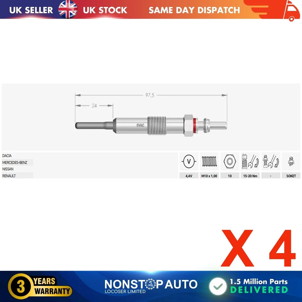 4X Bujías Para Renault Clio III IV Megane III IV Scenic 8200682592 - Imagen 2 de 4