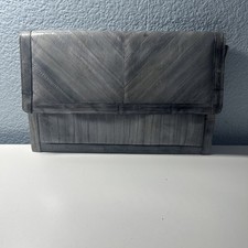 Vintage 80  s Gray Eel Skin Envelope Clutch Purse