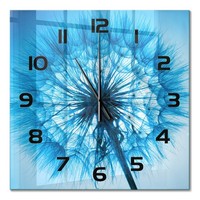 Glasuhr Mit FließEnden Zeigern Aus Glas LöWenzahn Schwarze Zeiger 60X60 Cm