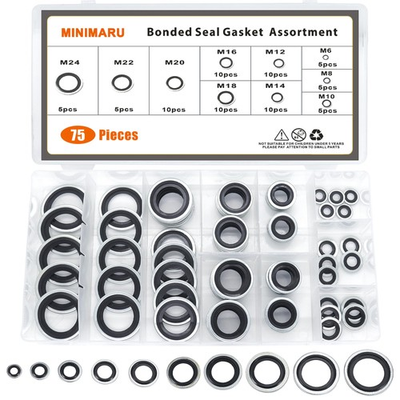 #ad #ad Automotive SelfCentered Bonded Seal Gasket Oil Washer Assortment Kit 75 PCS $25.48