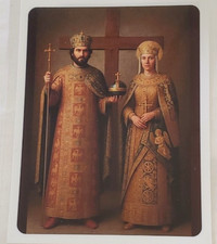 Saint Constantine and Saint Helen laminated card 5x4"