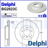 2X Bremsscheibe Delphi BG2623C 2 Bremsscheiben Vorderachse Vorne FüR BMW