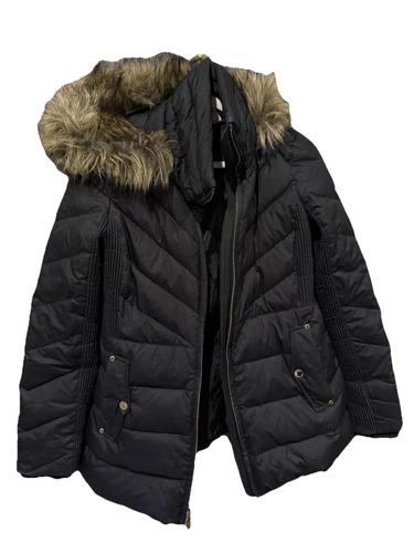 Cappotto imbottito MK Michael Kors nero con pelliccia sintetica taglia S